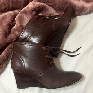 Brown leather booties